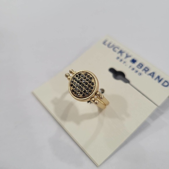 Lucky Brand Gold-Tone Pave Circle Statement Ring NWT Size 7 - Picture 2 of 6